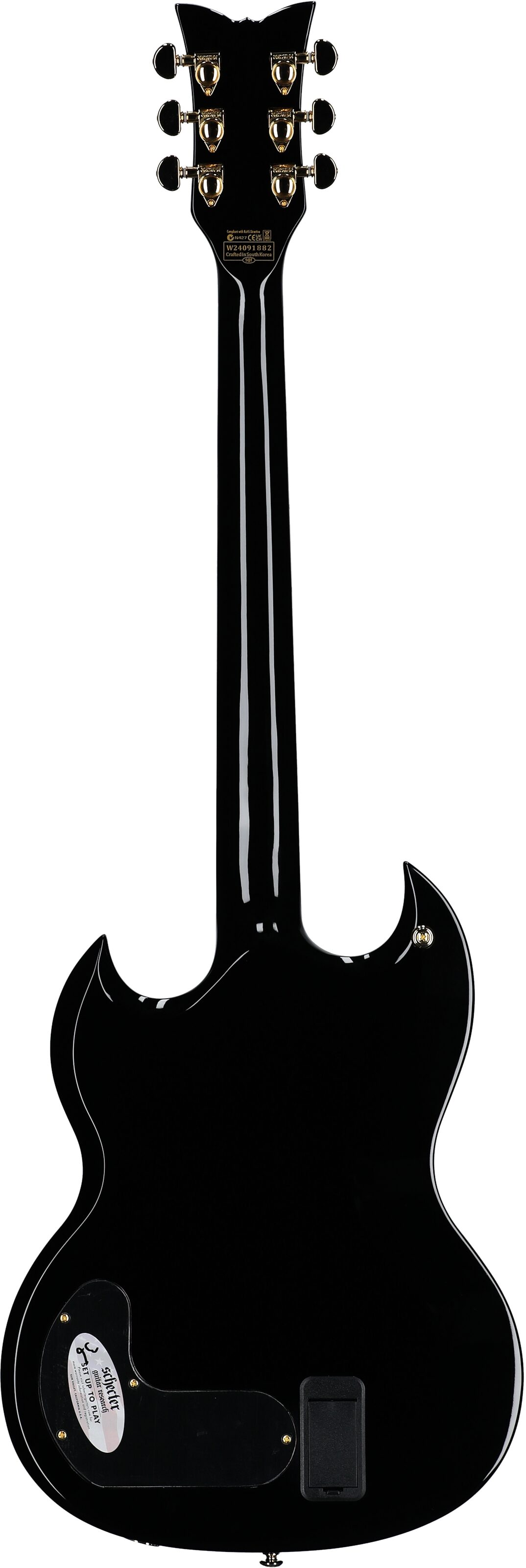 Schecter ZV-H6LLYW66D-S Zacky Vengeance Electric Guitar, Gloss Black, Full Straight Back