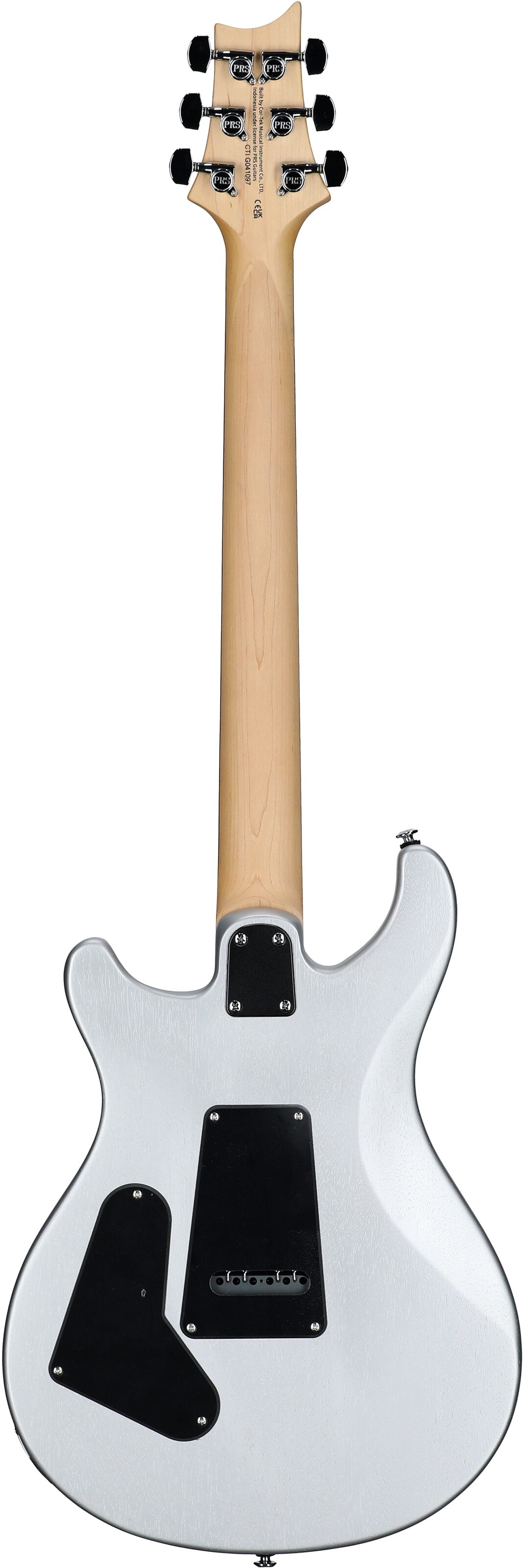 PRS Paul Reed Smith SE CE24 Standard Satin Electric Guitar (with Gig Bag), Metallic Silver, Full Straight Back