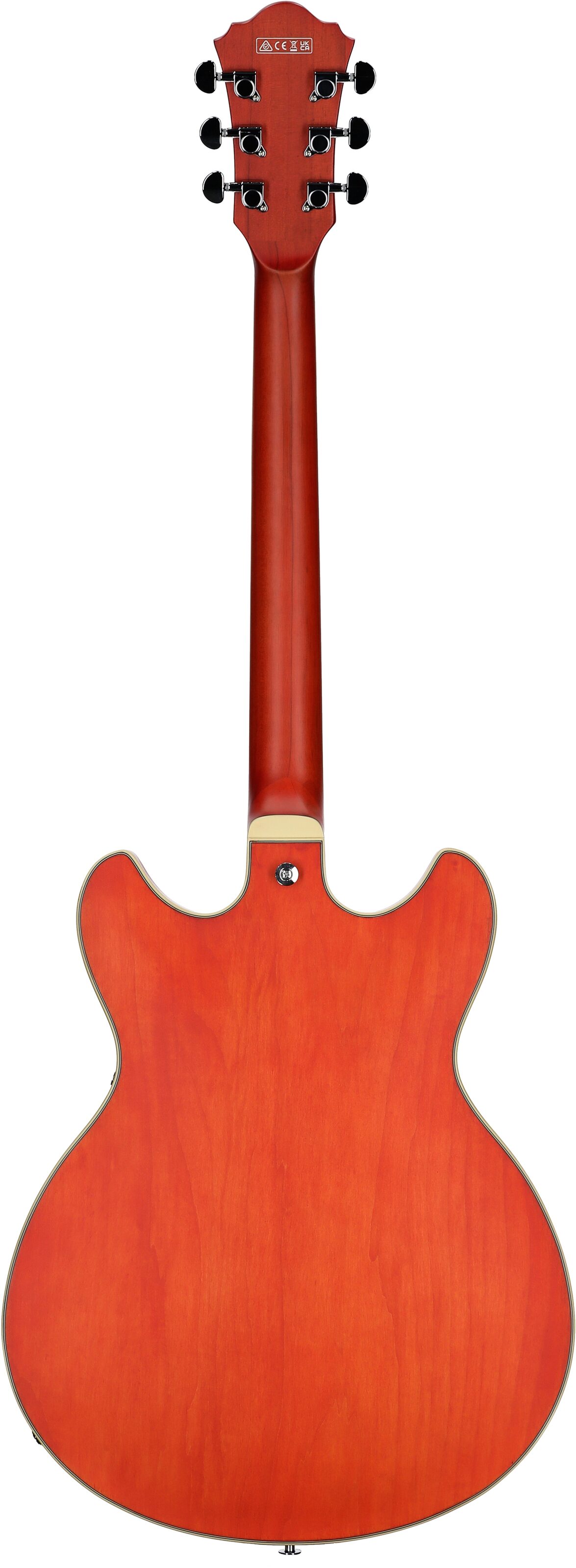 Ibanez AS73 Artcore Semi-Hollow Electric Guitar, Transparent Tangerine Flat, Full Straight Back