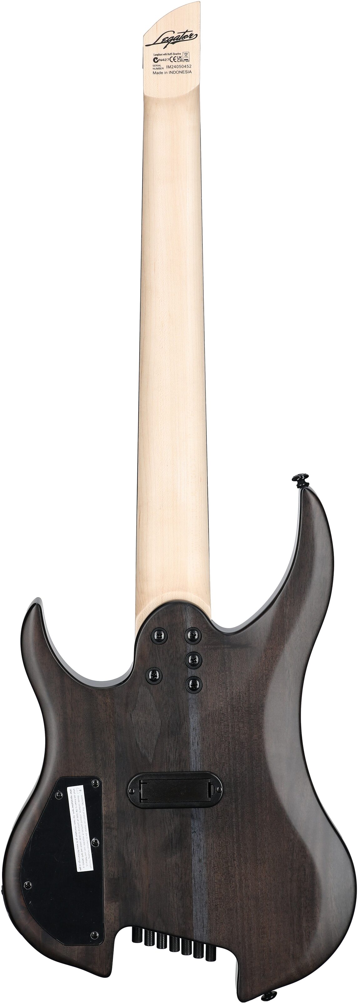 Legator Ghost 7 Super Shred Electric Guitar, Black Flame, Full Straight Back