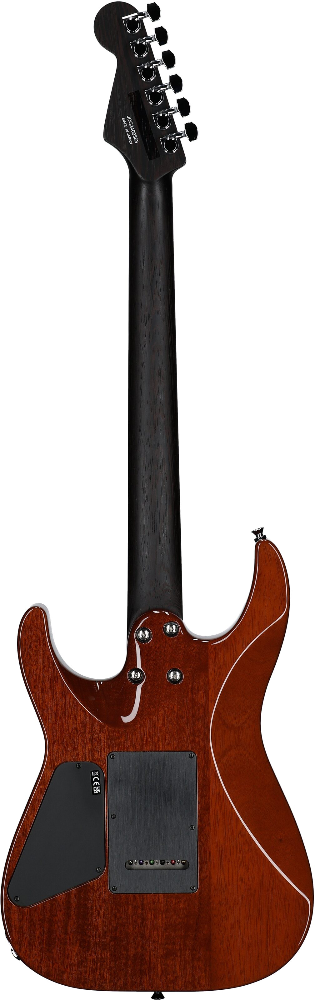 Charvel MJ DK24 HSH 2PT W Mahogany Electric Guitar (with Gig Bag), Flame Maple Antique Burst, Full Straight Back