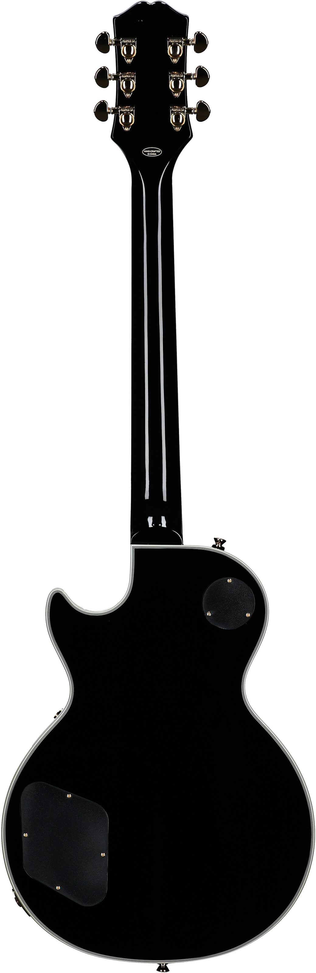Epiphone Inspired by Gibson Les Paul Custom Electric Guitar, Ebony, Full Straight Back