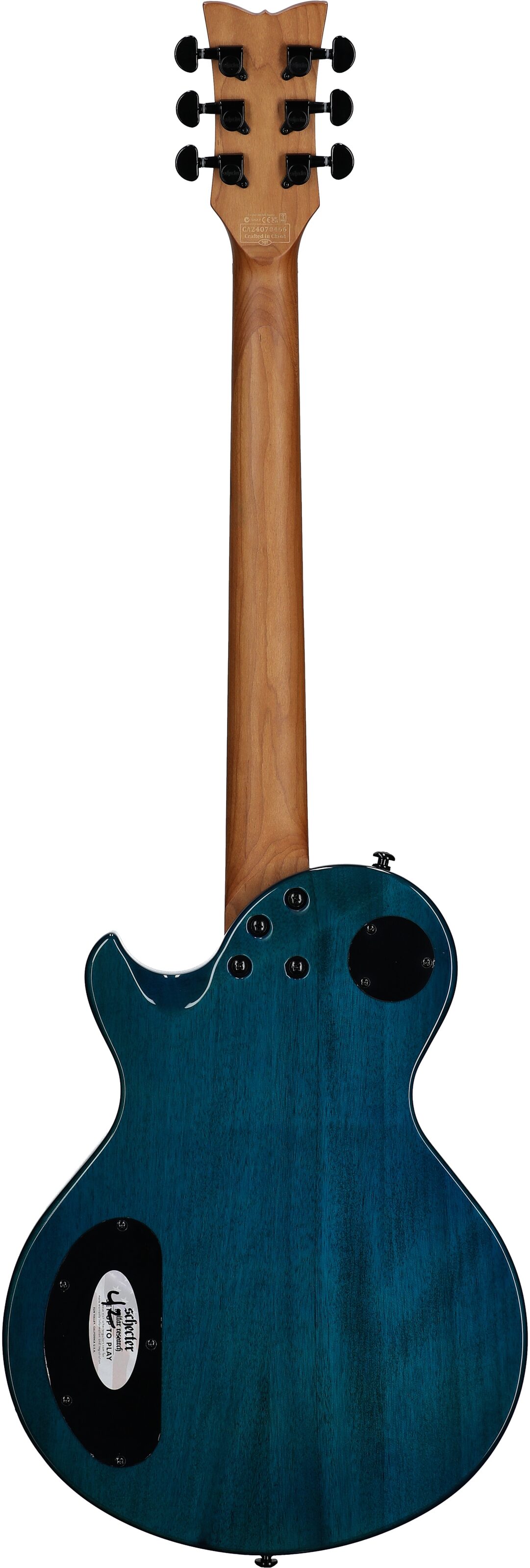 Schecter Solo II Standard Electric Guitar, Ocean Blue Burst Burl, Full Straight Back