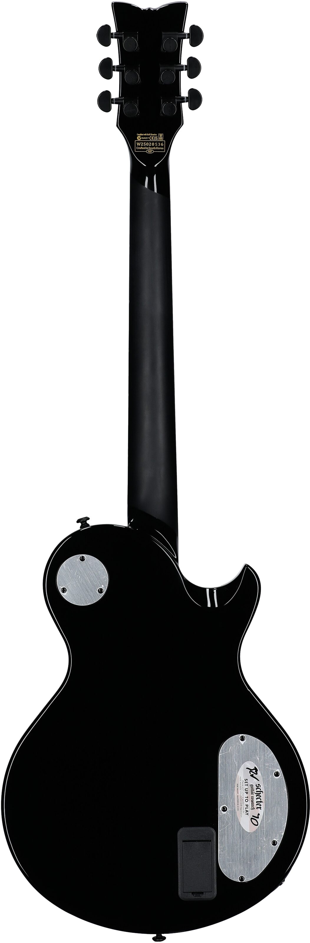 Schecter Solo II Przym Palladium Electric Guitar, Left-Handed, Gloss Black, Full Straight Back