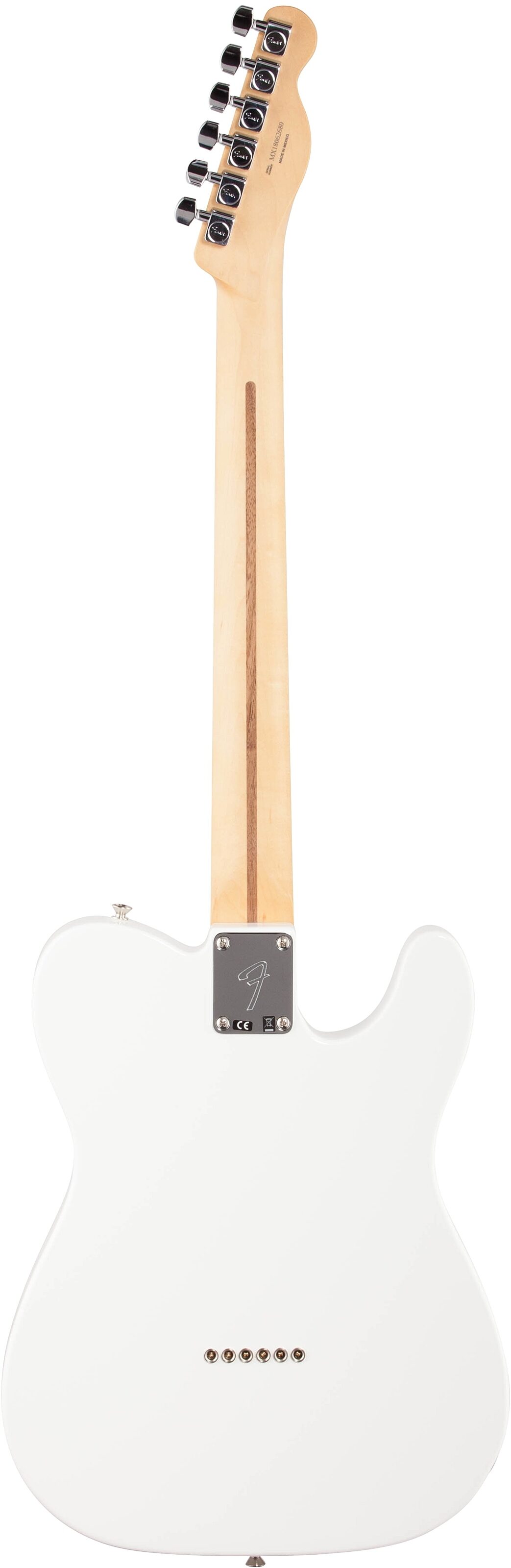 Fender Player Telecaster Pau Ferro Electric Guitar, Left-Handed, Polar White, Full Straight Back