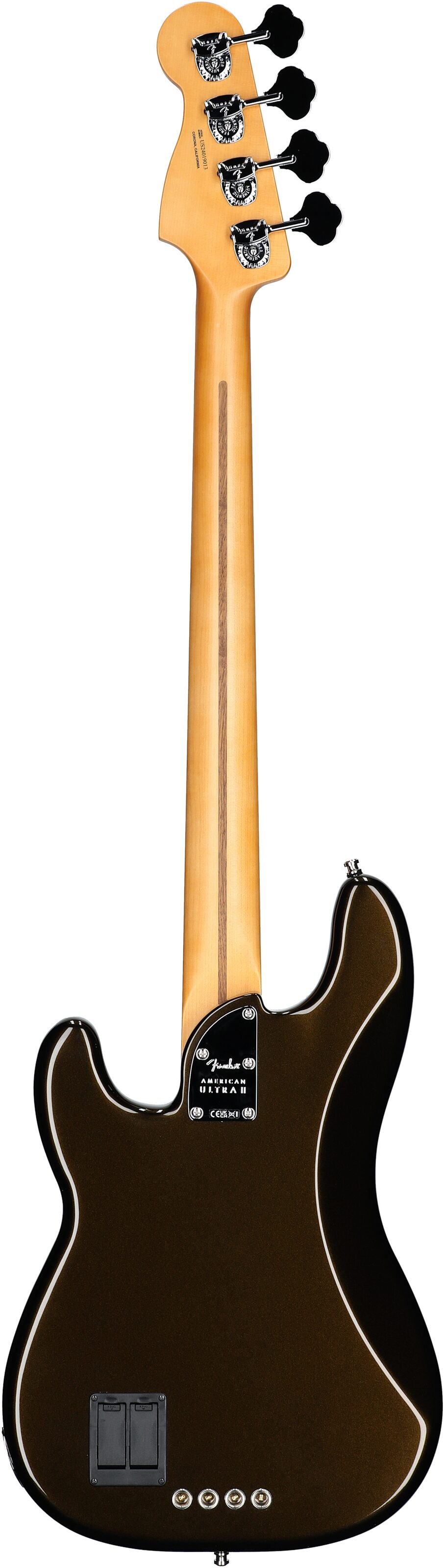Fender American Ultra II Precision Electric Bass, Ebony Fingerboard (with Case), Texas Tea, Full Straight Back