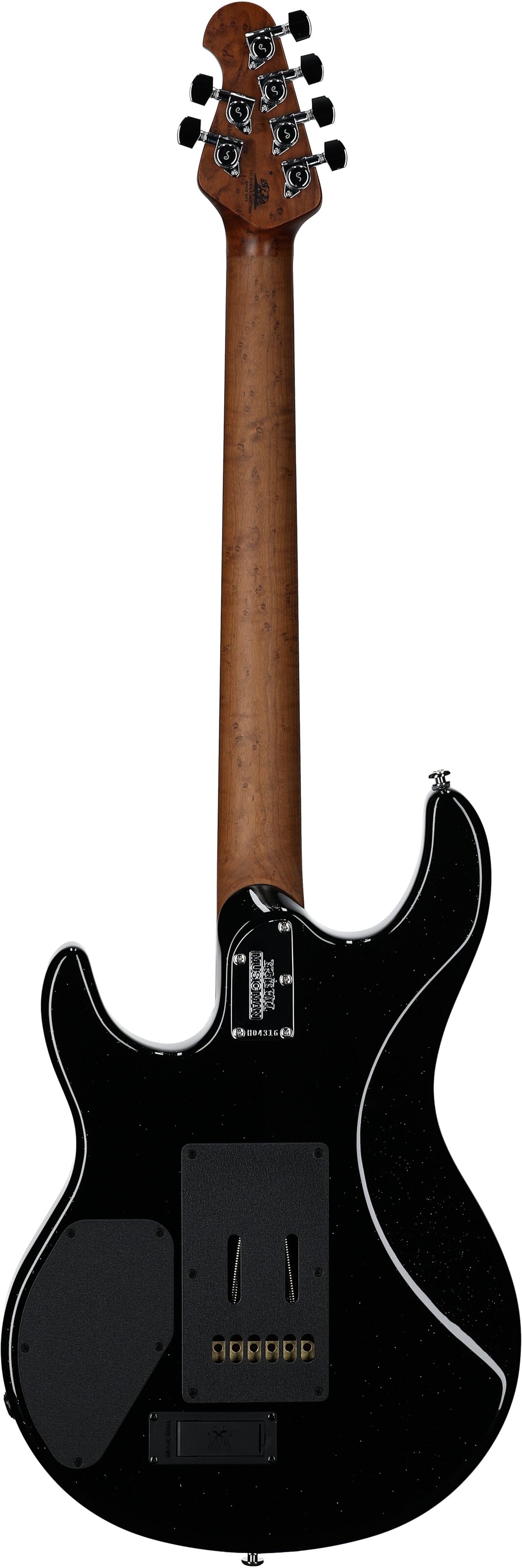 Ernie Ball Music Man Luke 4 HSS Electric Guitar, Black Sparkle, Full Straight Back