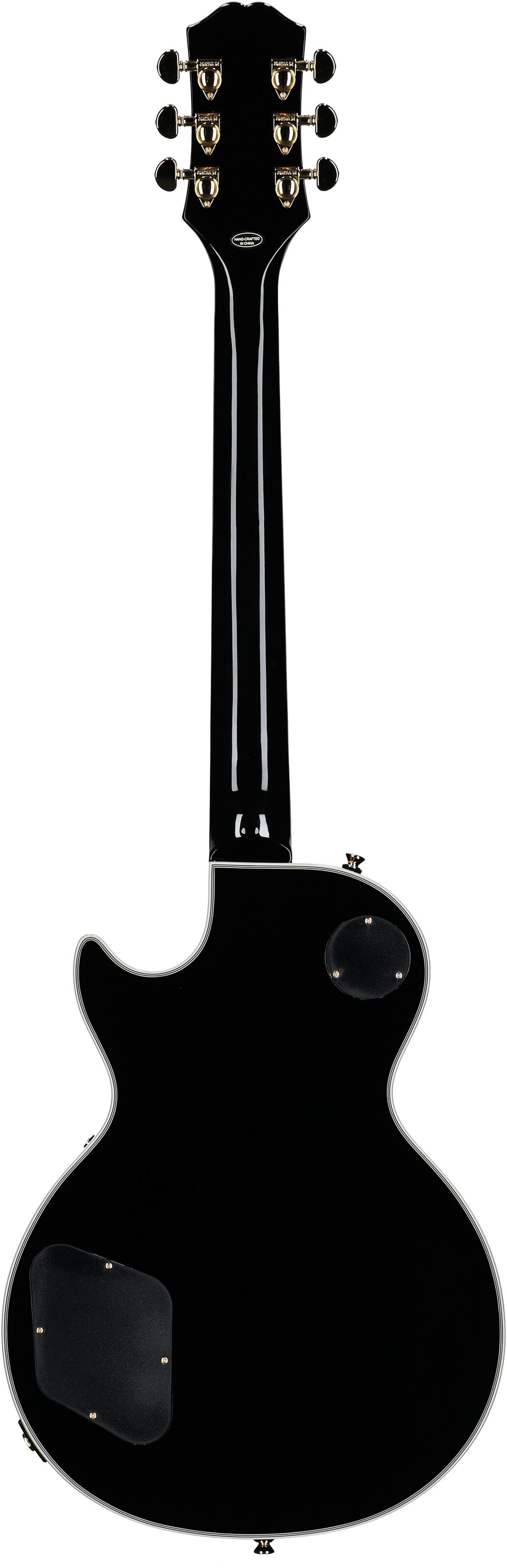 Epiphone Exclusive Les Paul Custom 3-Pickup Electric Guitar (with Soft Case), Ebony, Full Straight Back