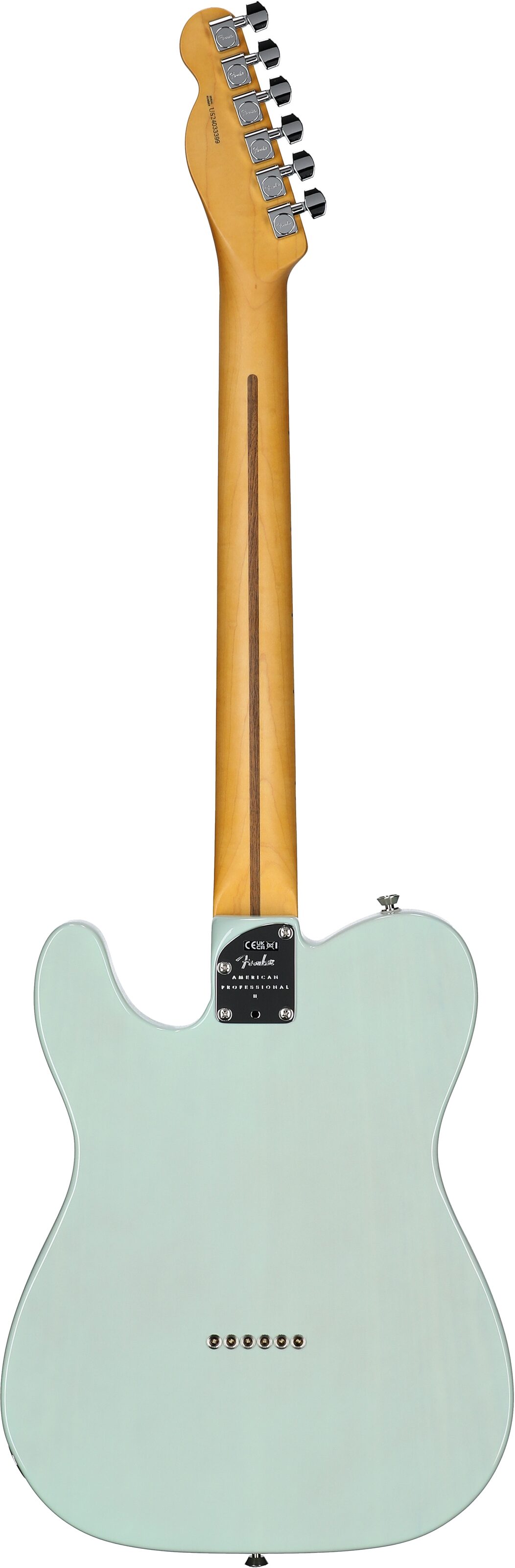 Fender Limited Edition American Pro II Telecaster Thinline Electric Guitar (with Case), Transparent Surf Green, Full Straight Back