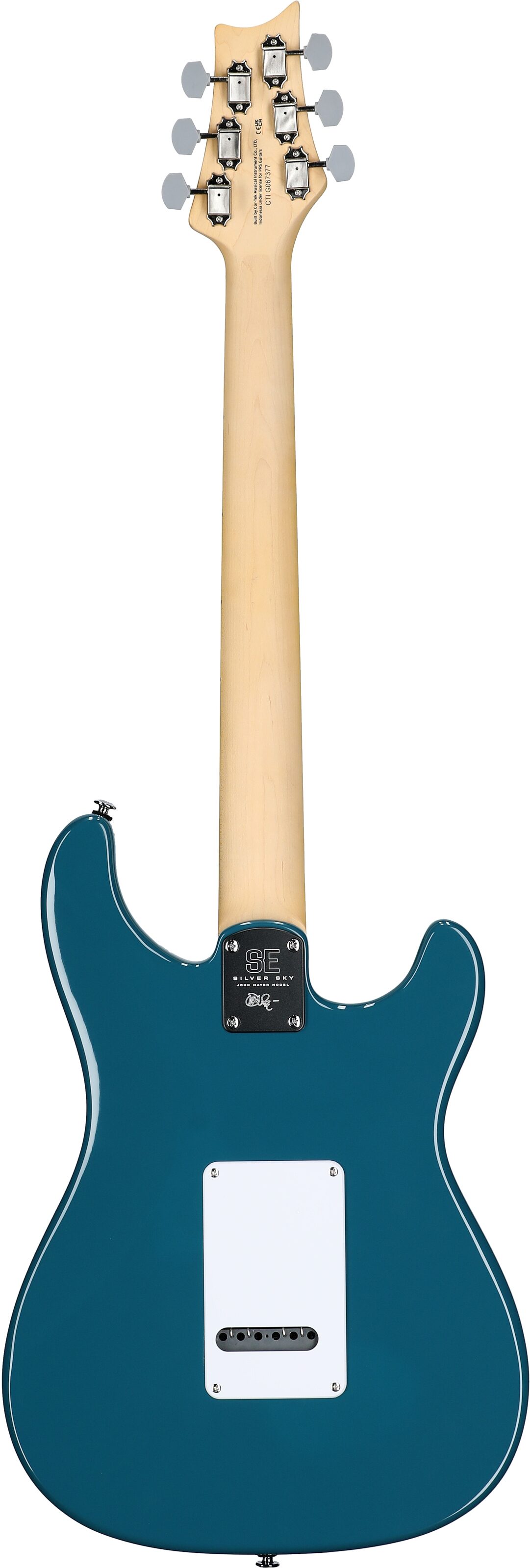 PRS Paul Reed Smith SE Silver Sky Electric Guitar, Left-Handed, Maple Fretboard (with Gig Bag), Nylon Blue, Full Straight Back