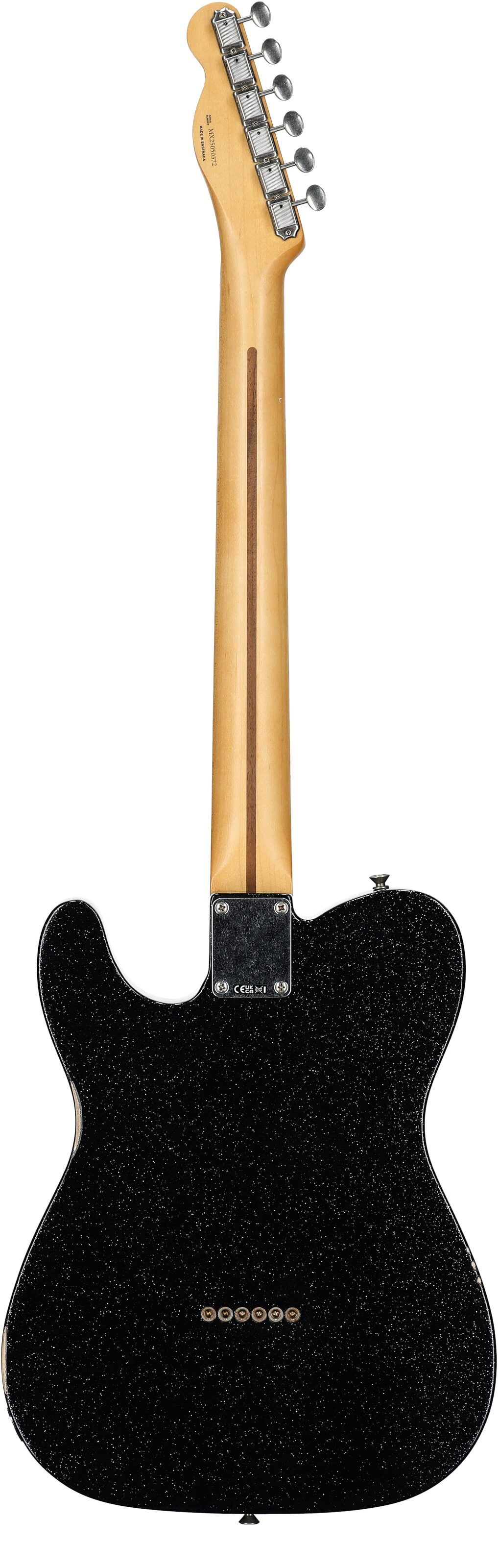 Fender Brad Paisley Worn Telecaster Electric Guitar (with Gig Bag), Black Sparkle, Full Straight Back