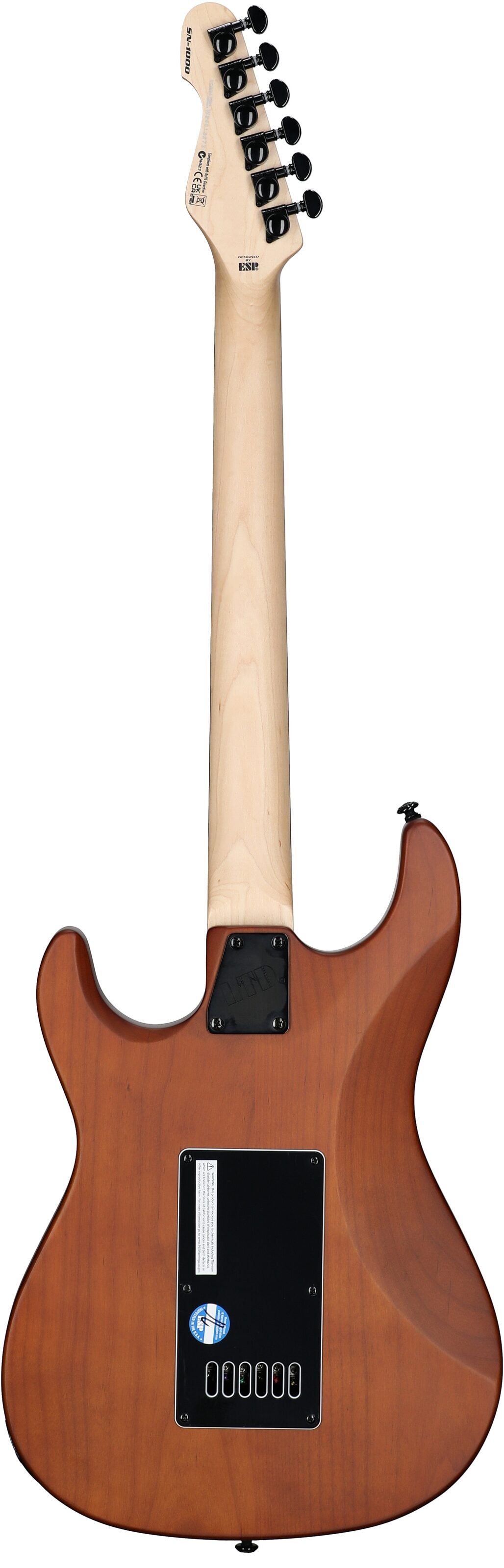 ESP LTD SN-1000 EverTune Electric Guitar, Koa Natural Satin, Full Straight Back