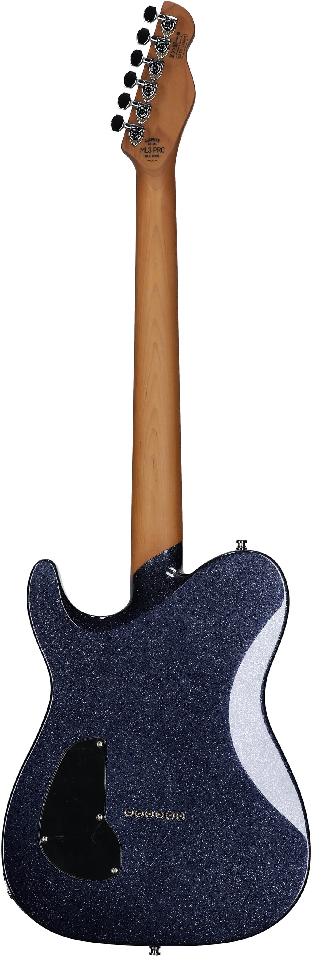 Chapman ML3 Traditional Semi-Hollowbody Pro Electric Guitar, Traditional Blue Sparkle, Full Straight Back