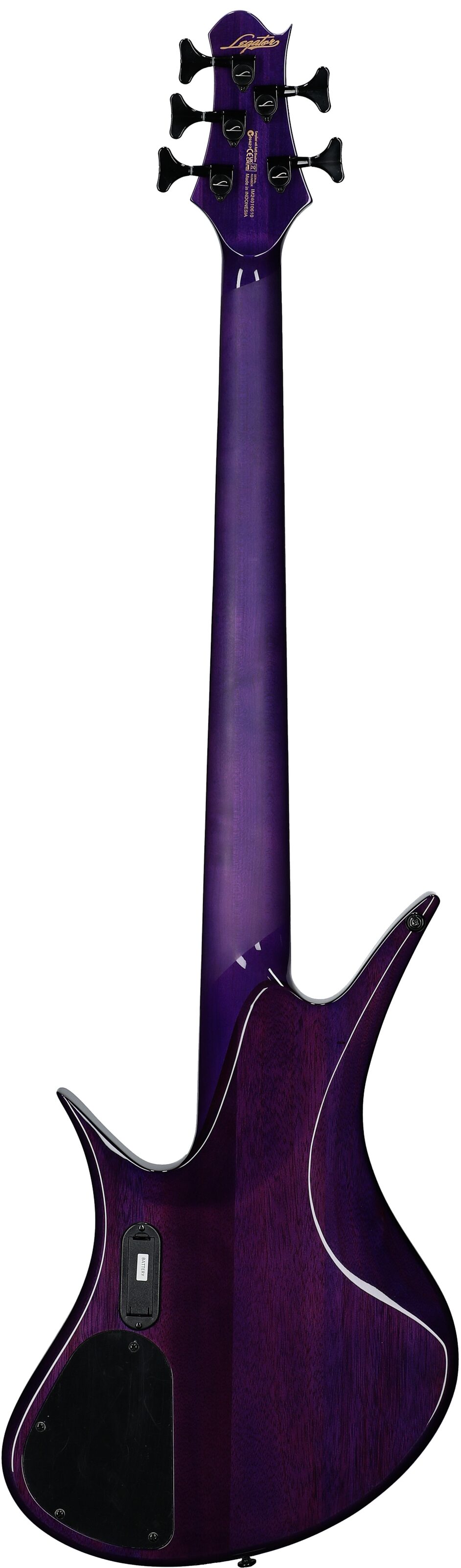 Legator HB5SS Helio 5 Super Shred Bass Guitar, Magenta, Full Straight Back