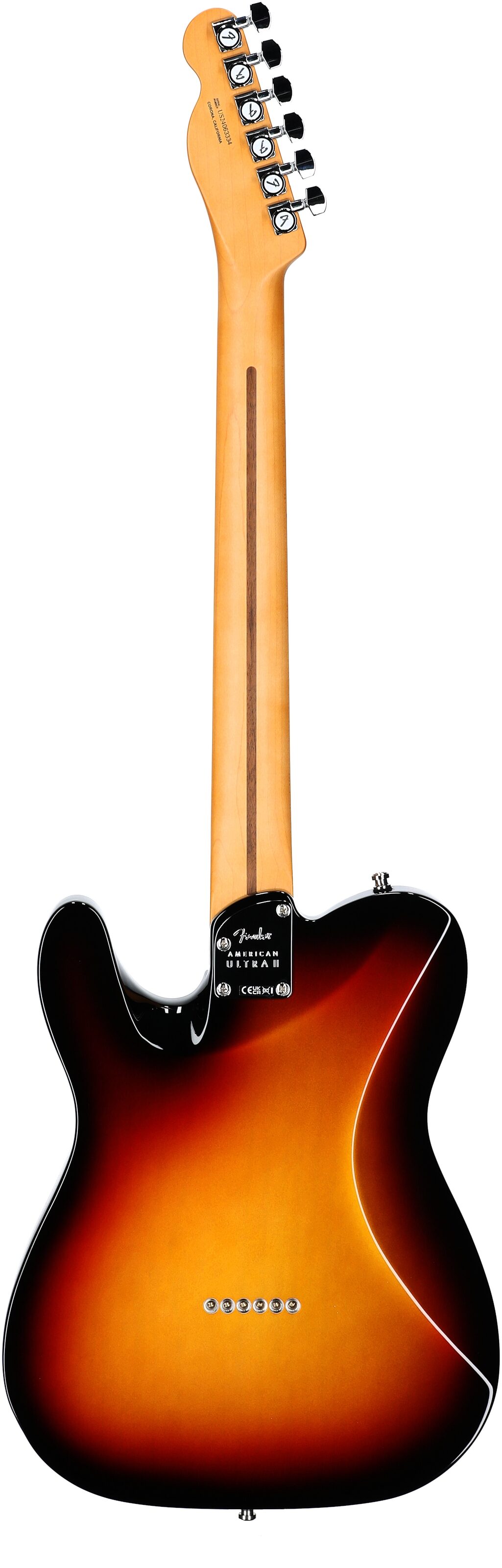Fender American Ultra II Telecaster Electric Guitar, Maple Fingerboard (with Case), Ultraburst, Full Straight Back