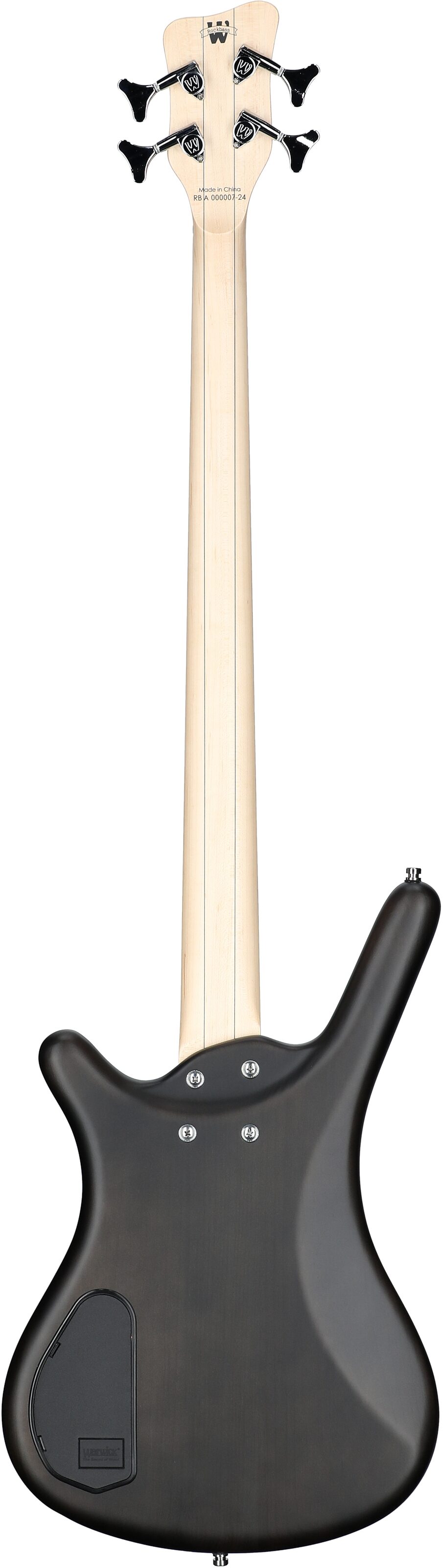 Warwick RockBass Corvette Basic 4 Fretless Electric Bass, Black, Full Straight Back