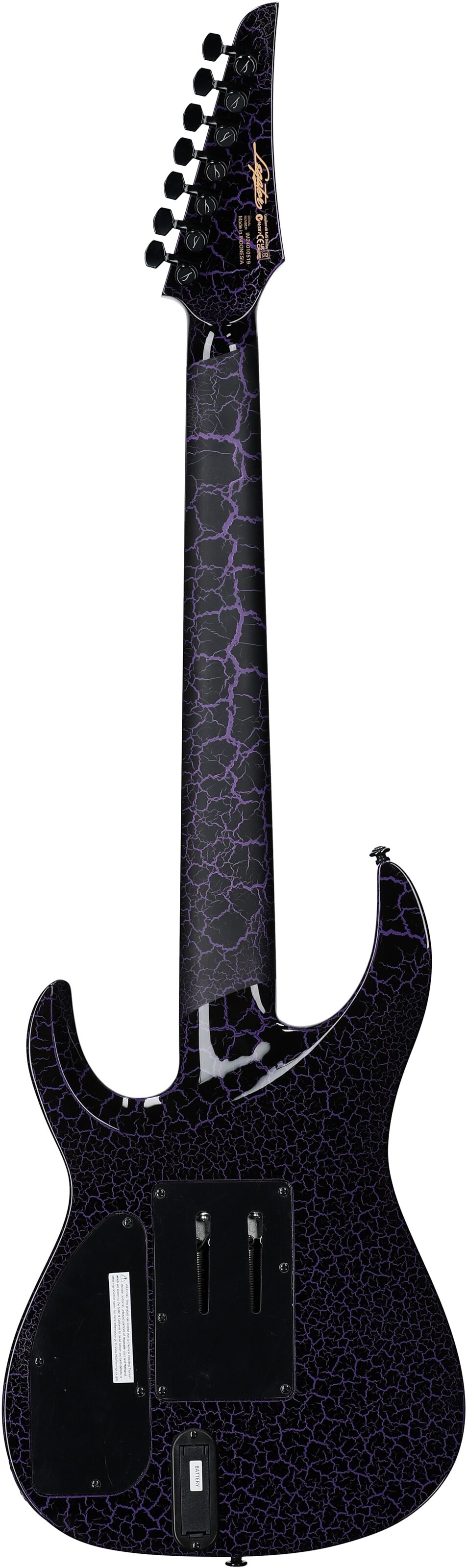 Legator Ninja 7 Floyd Rose Electric Guitar, 7-String, Purple Crackle, Full Straight Back