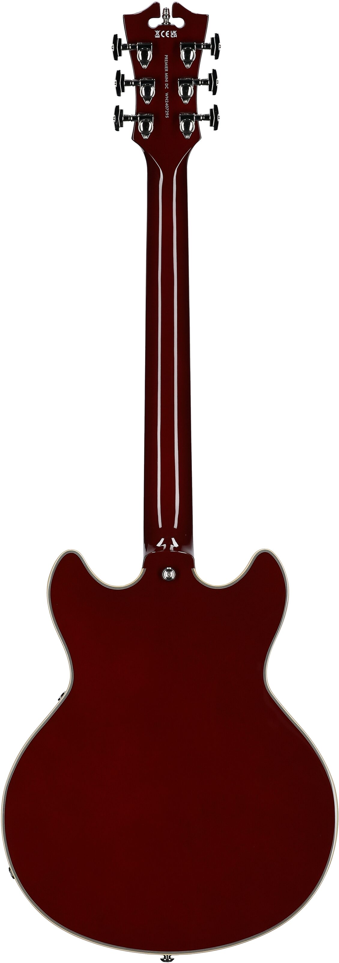 D'Angelico Premier Mini DC Electric Guitar, Burnt Red, Full Straight Back
