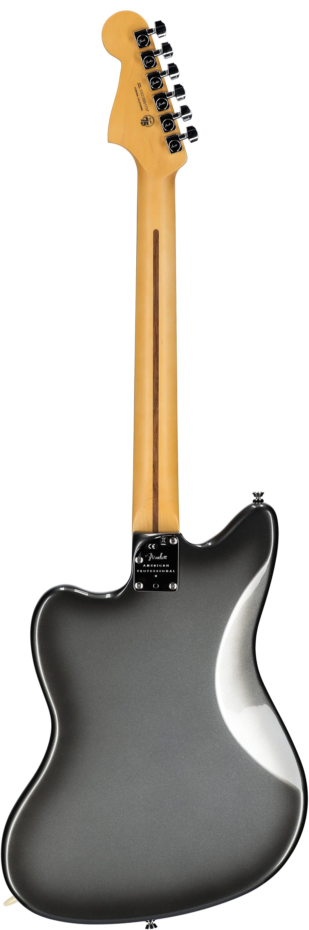 Fender American Pro II Jazzmaster Electric Guitar, Rosewood Fingerboard (with Case), Mercury, Full Straight Back