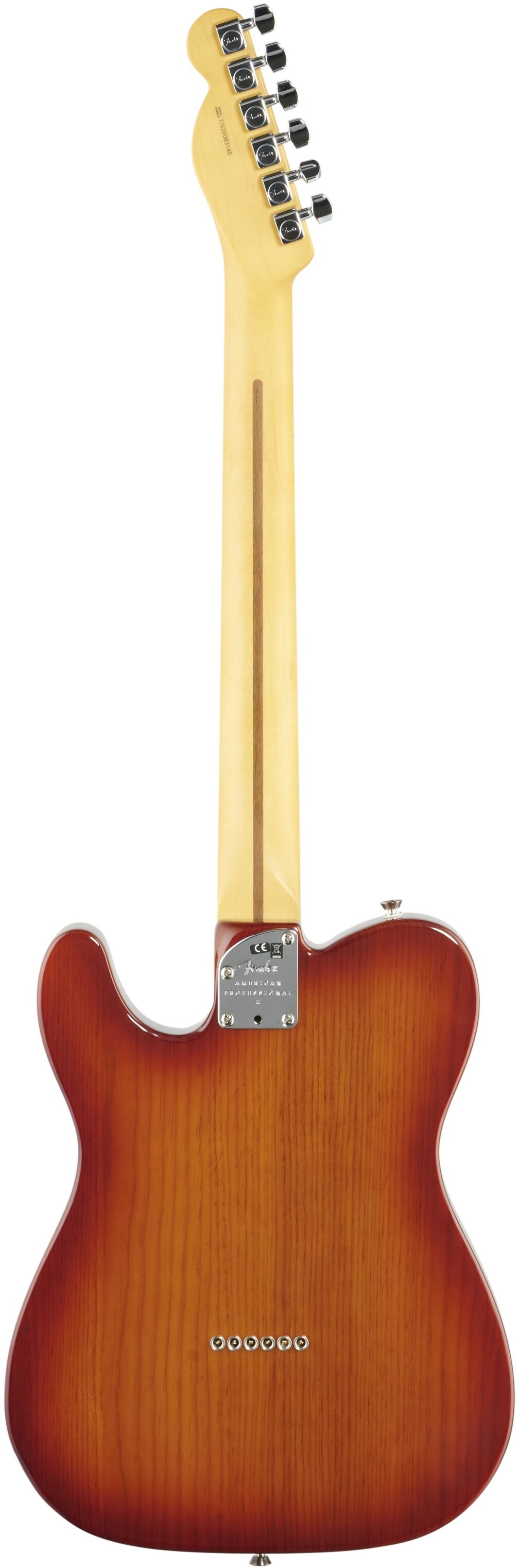 Fender American Professional II Telecaster Electric Guitar, Maple Fingerboard (with Case), Sienna Sunburst, Full Straight Back