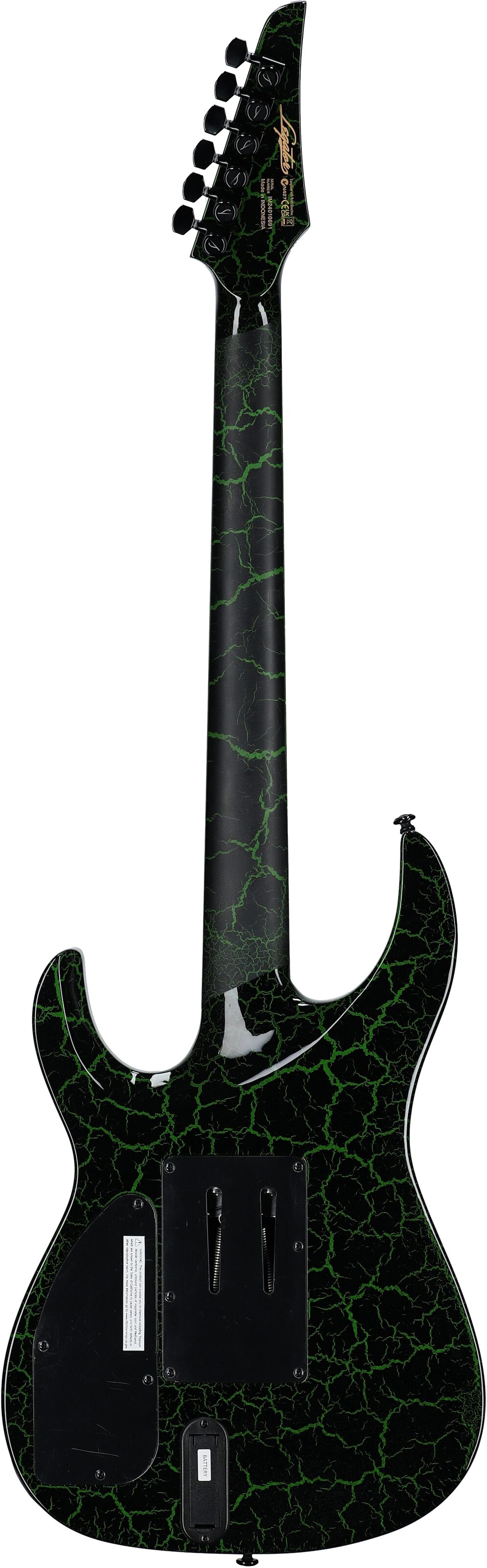 Legator Ninja 6 Floyd Rose Electric Guitar, Green Crackle , Full Straight Back