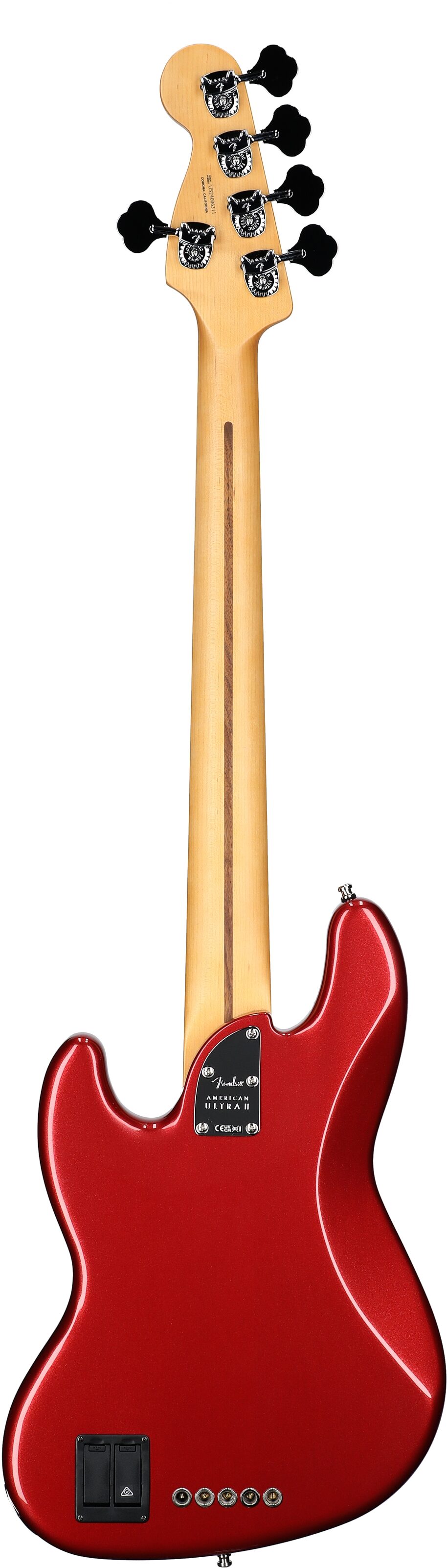 Fender American Ultra II Jazz V Electric Bass, 5-String, Maple Fingerboard (with Case), Sinister Red, Full Straight Back