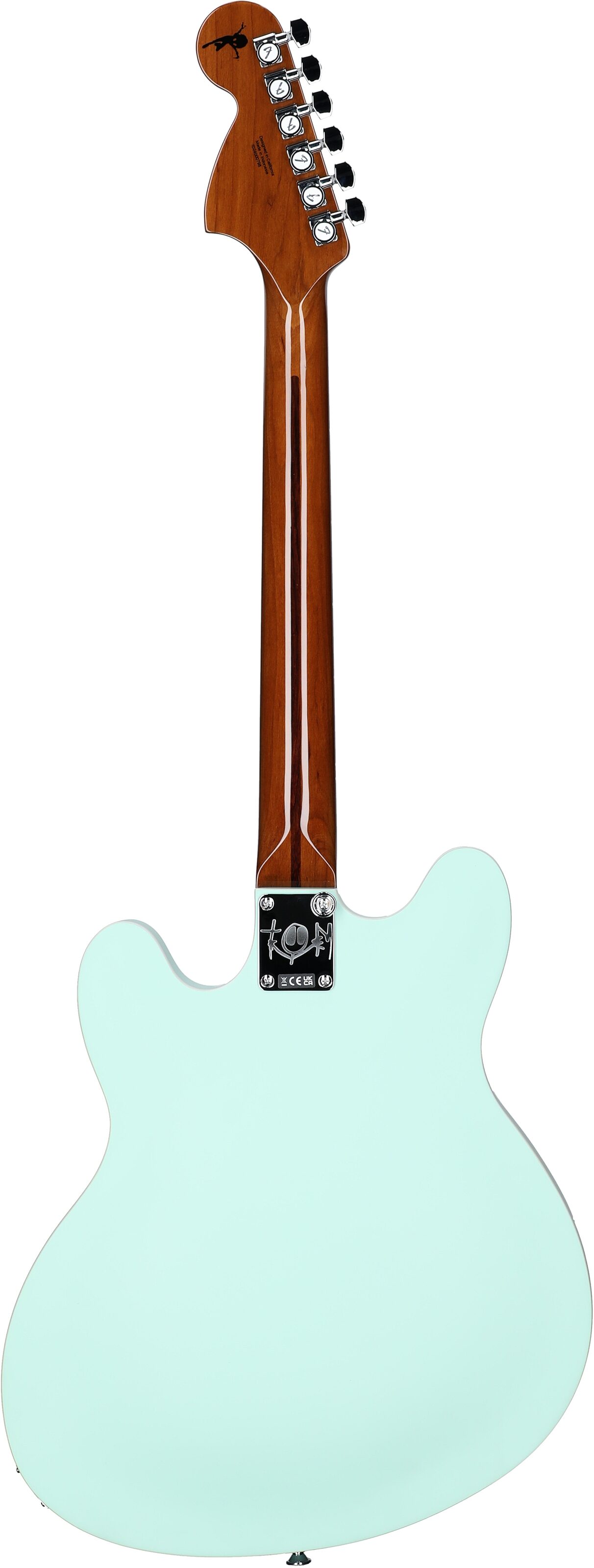 Fender Tom DeLonge Starcaster Electric Guitar, Satin Surf Green, Full Straight Back