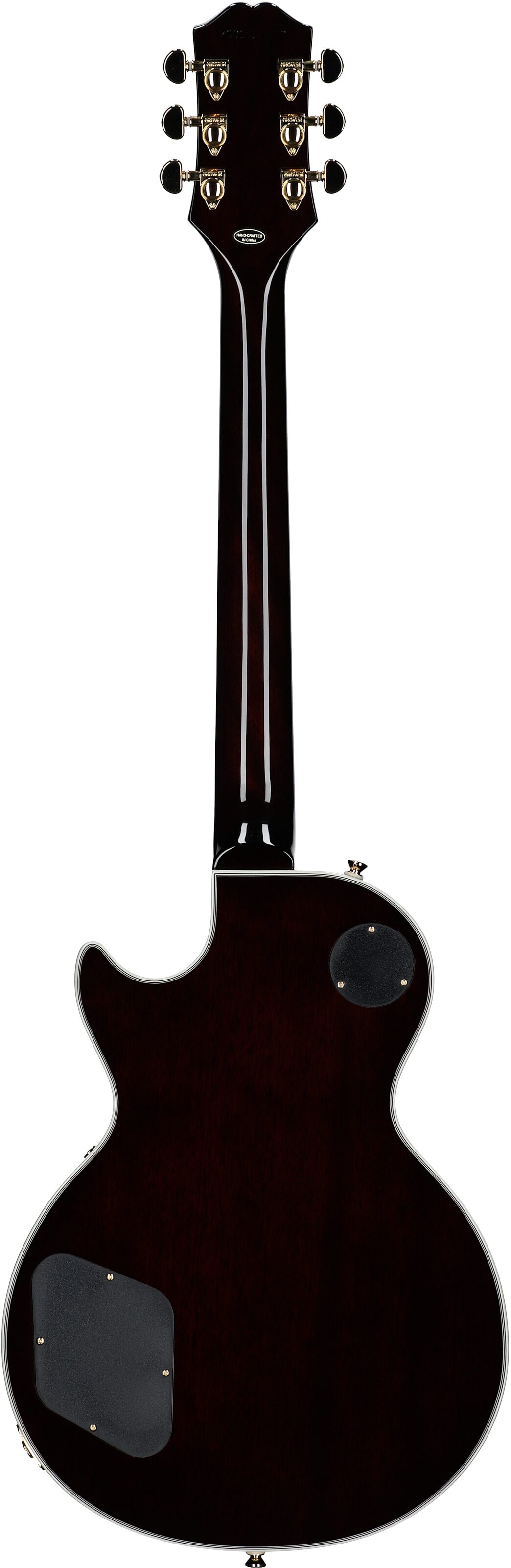 Epiphone Exclusive Les Paul Custom Figured Electric Guitar (with Gig Bag), Root Beer, Full Straight Back