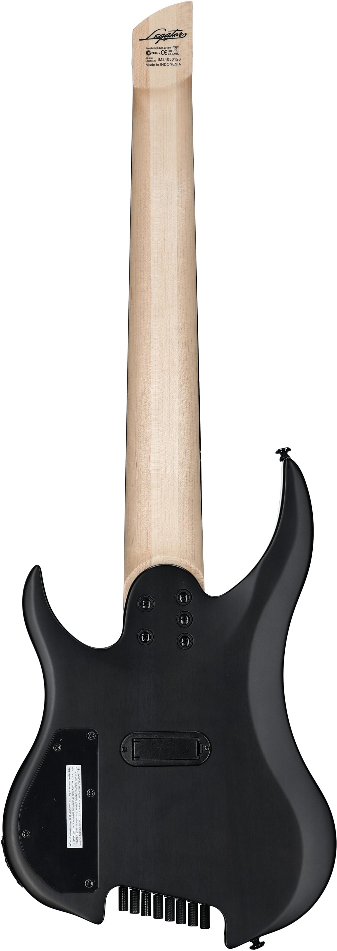 Legator Ghost 8 Super Shred Electric Guitar, Black Flame, Full Straight Back