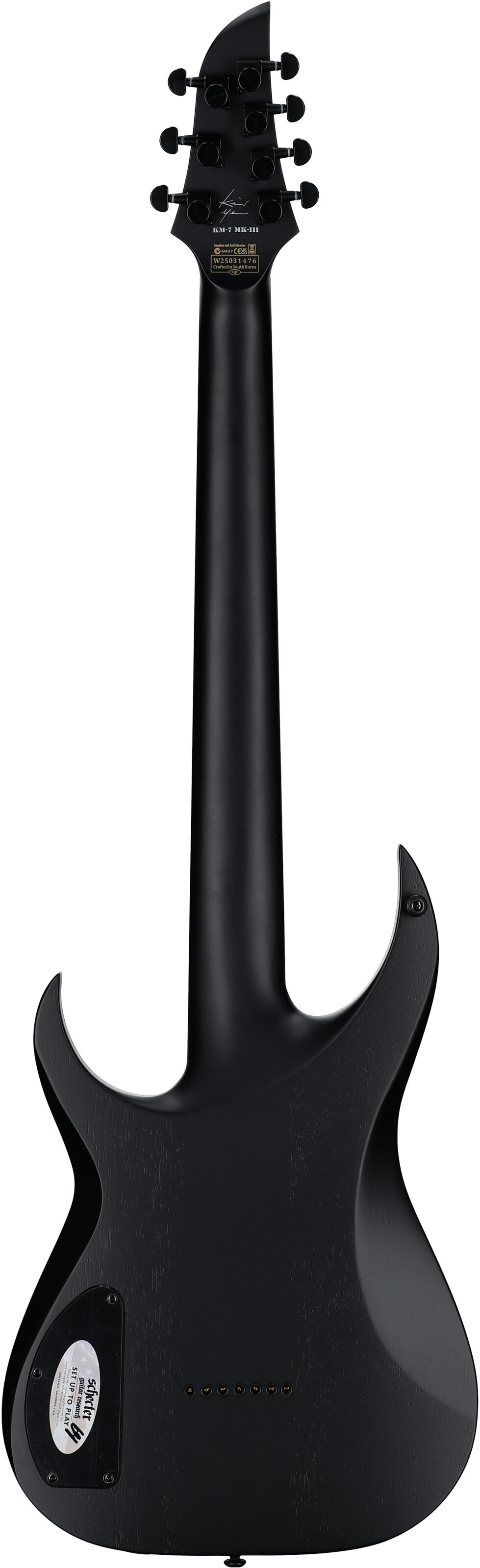 Schecter KM-7 MKIII EX Baritone Electric Guitar, Satin Black Open Pore, Full Straight Back