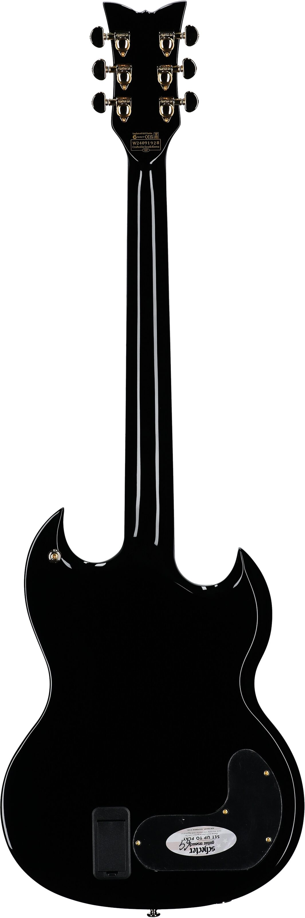 Schecter ZV-H6LLYW66D-S Zacky Vengeance Electric Guitar, Left-Handed, Black, Full Straight Back