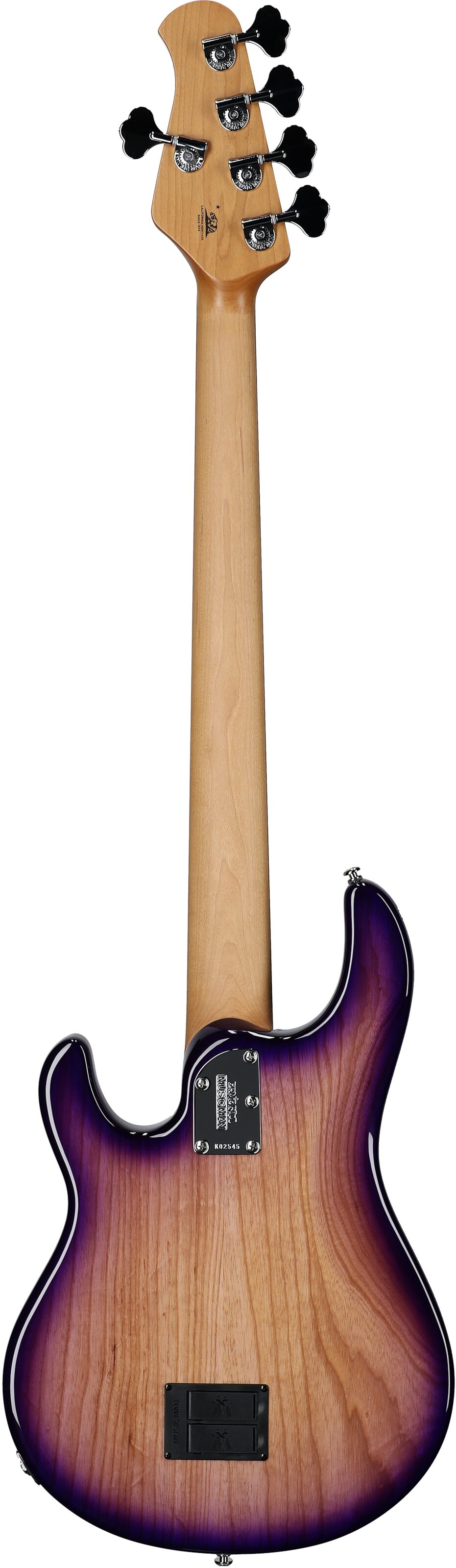 Ernie Ball Music Man StingRay 5 Special HH Electric Bass (with Case), Purple Sunset, Full Straight Back