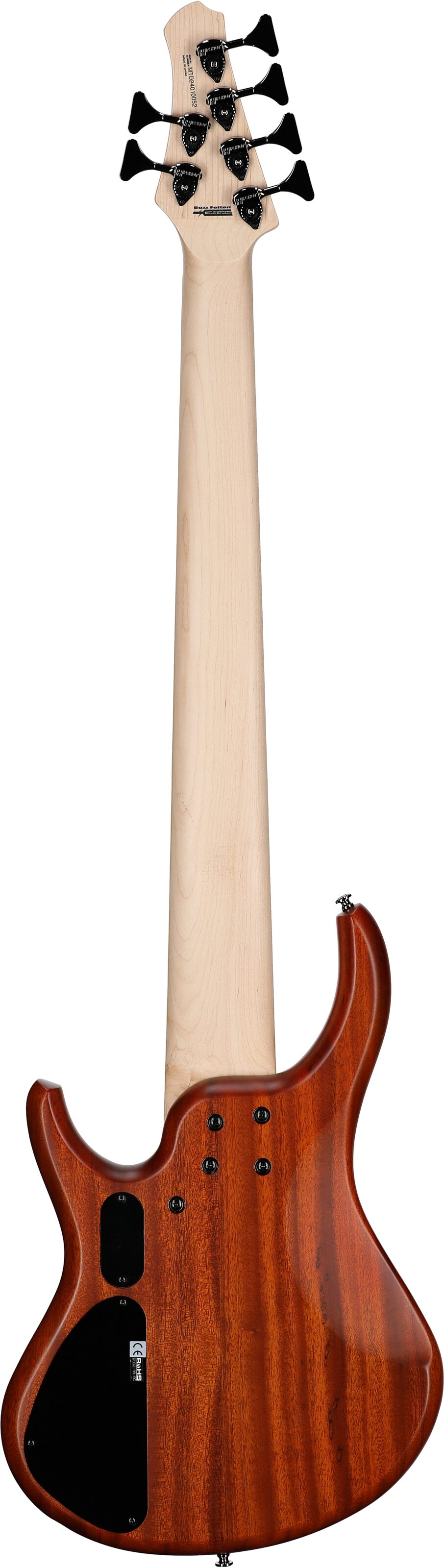 MTD Kingston Z6MP Electric Bass, 6-String (with Maple Fingerboard), Satin Amber, Full Straight Back