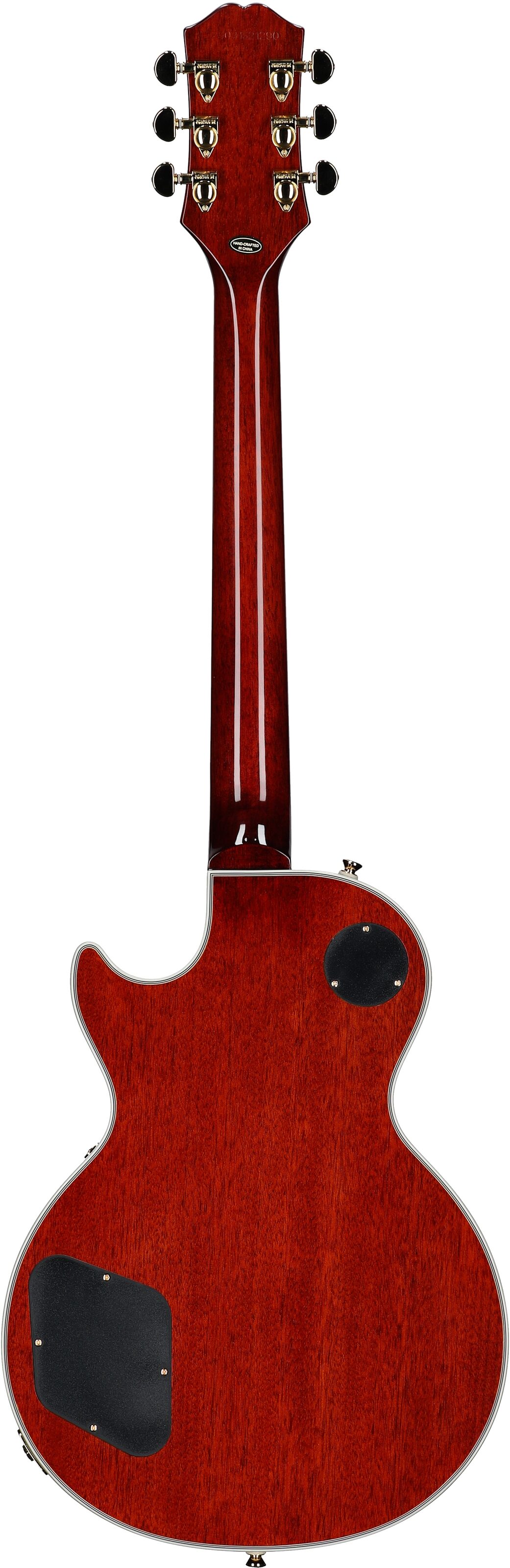 Epiphone Exclusive Les Paul Custom AAA Quilt Top Electric Guitar (with Gig Bag), Heritage Cherry Sunburst, Full Straight Back