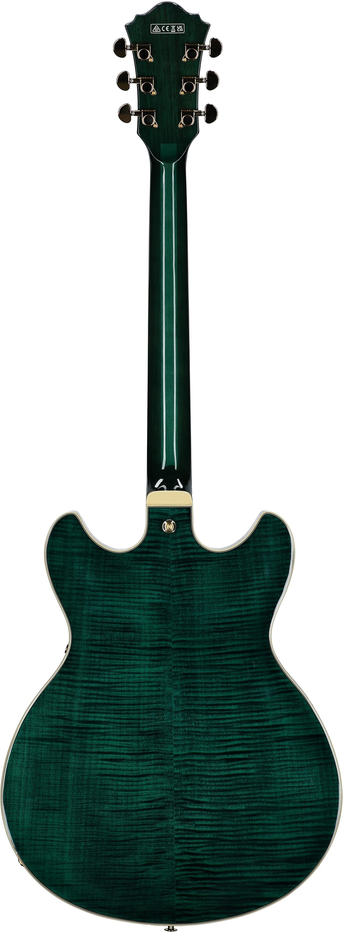 Ibanez Artcore Expressionist AS93FM Semi-Hollowbody Electric Guitar, Transparent Moss, Full Straight Back