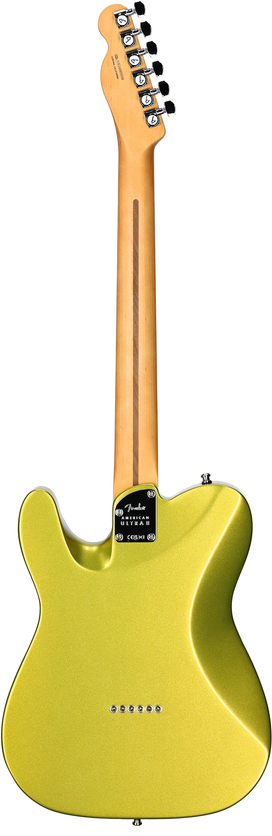 Fender American Ultra II Telecaster Electric Guitar, Ebony Fingerboard (with Case), Solar Flare, Full Straight Back