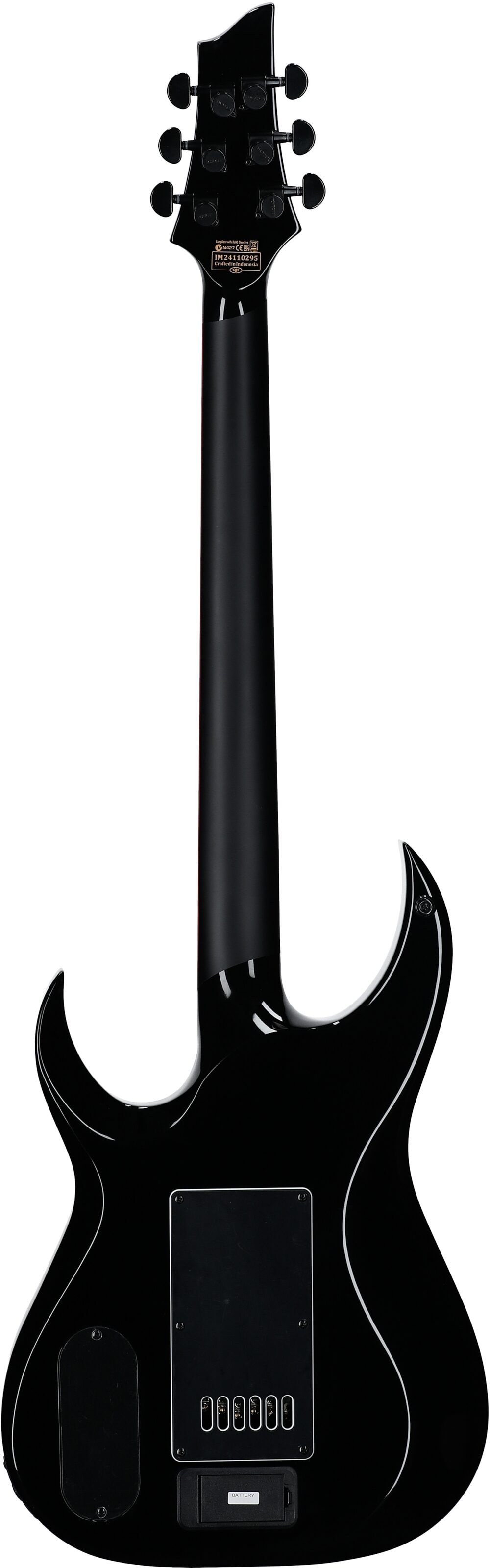 Schecter Sunset-6 ET EX Red Dawn Baritone Electric Guitar, Gloss Black, Full Straight Back