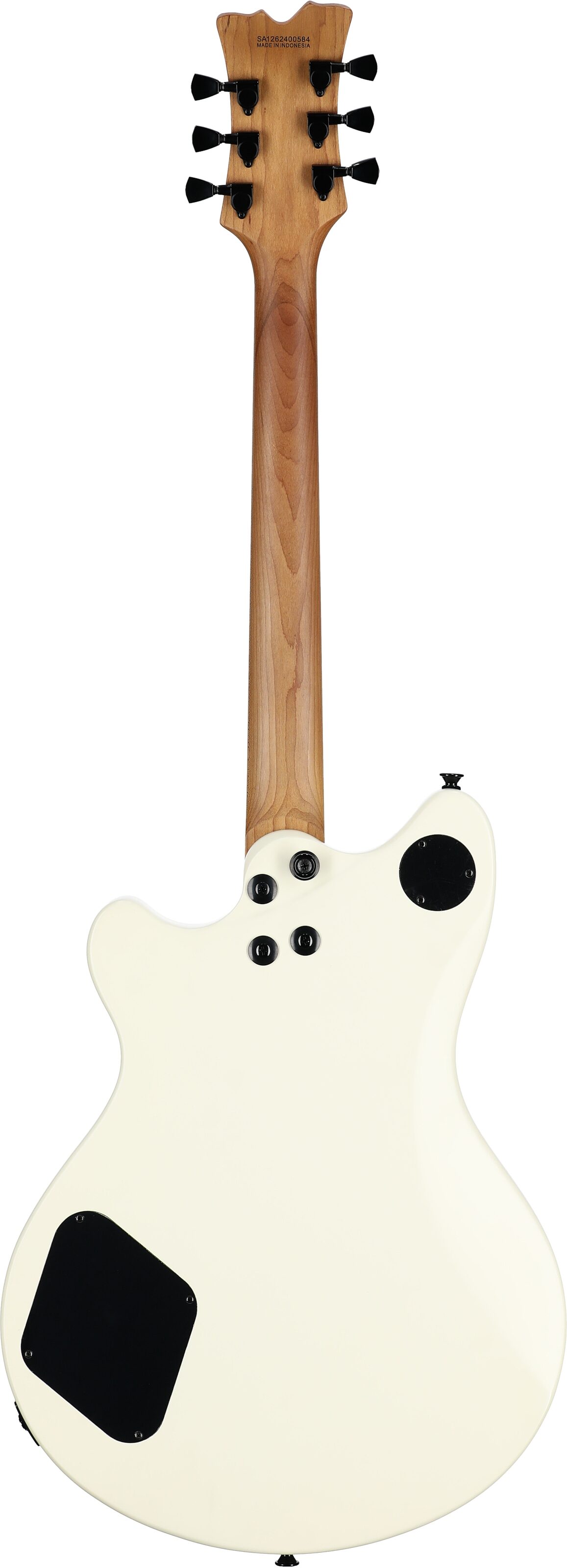 EVH Eddie Van Halen SA-126 Standard Centerblock Electric Guitar, Satin Vintage White, Full Straight Back