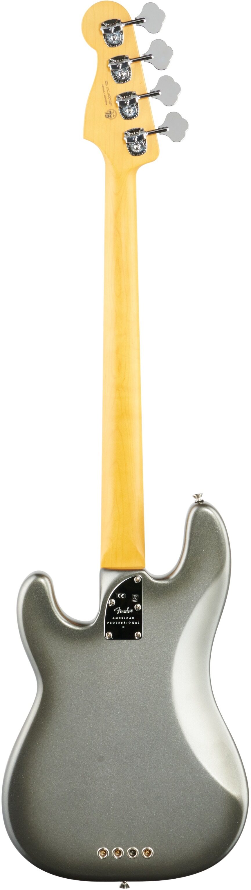 Fender American Pro II Precision Electric Bass, Rosewood Fingerboard (with Case), Mercury, Full Straight Back