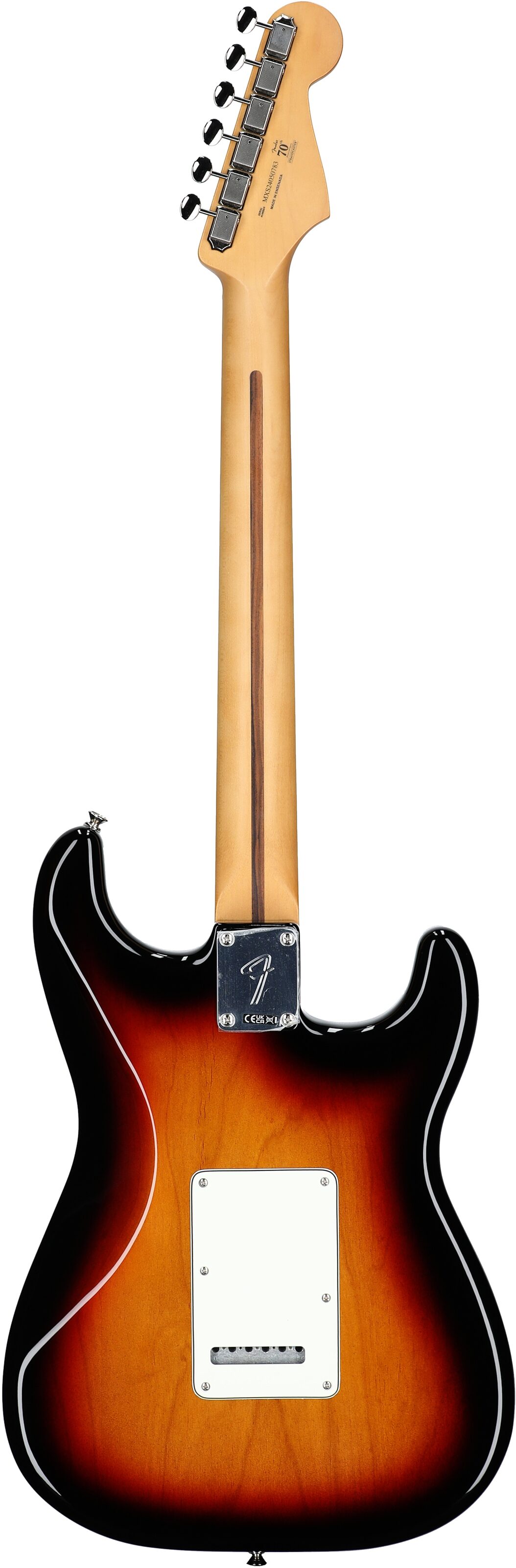 Fender Player II Stratocaster Electric Guitar, Left-Handed (with Rosewood Fingerboard), 3-Color Sunburst, Full Straight Back