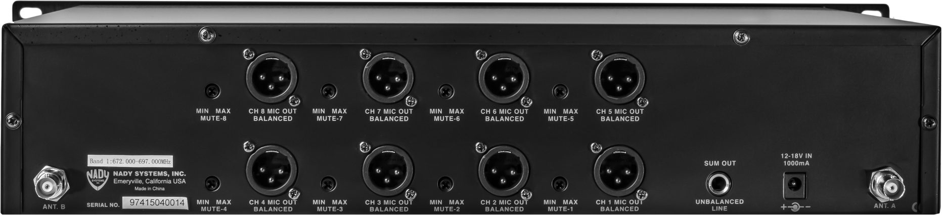 Nady 8W-1KU HT 8-Channel Handheld Wireless Microphone System, Action Position Back