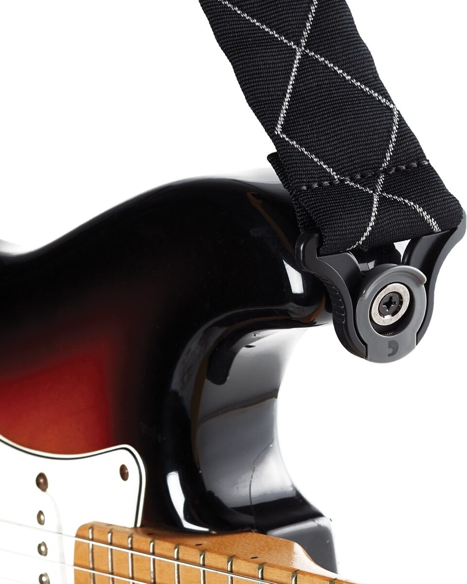 D'Addario Auto-Lock Guitar Strap, Black Padded Diamonds, view