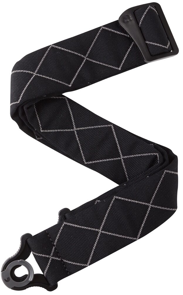 D'Addario Auto-Lock Guitar Strap, Black Padded Diamonds, main