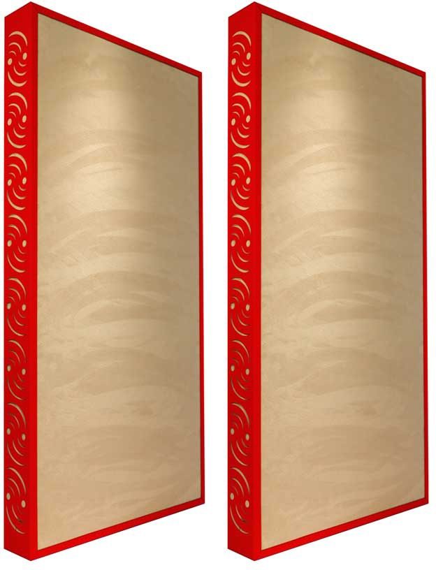 Ready Acoustics C424TN Chameleon Bass Traps (Tan), Red Frame
