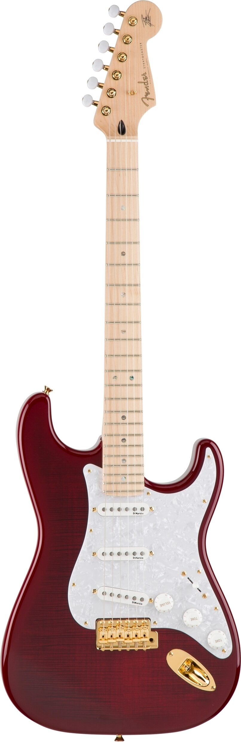 Fender Richie Kotzen Stratocaster Electric Guitar, Maple Fingerboard (with Gig Bag), Transparent Red Burst, Action Position Back
