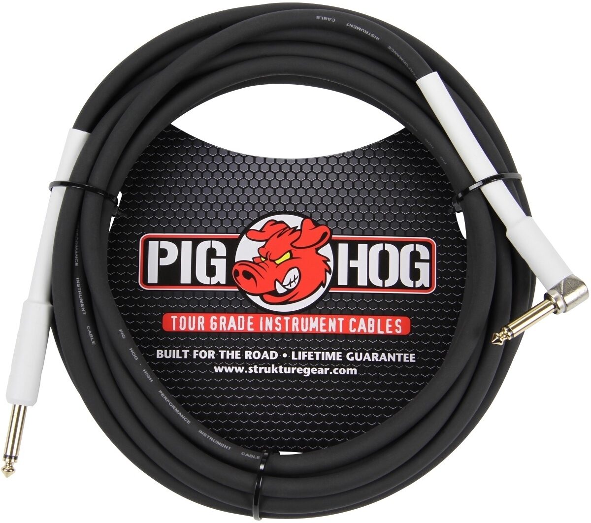 Pig Hog Vintage Series Instrument Cable, 1/4" Straight to 1/4" Right Angle, Black, 10 foot, Main