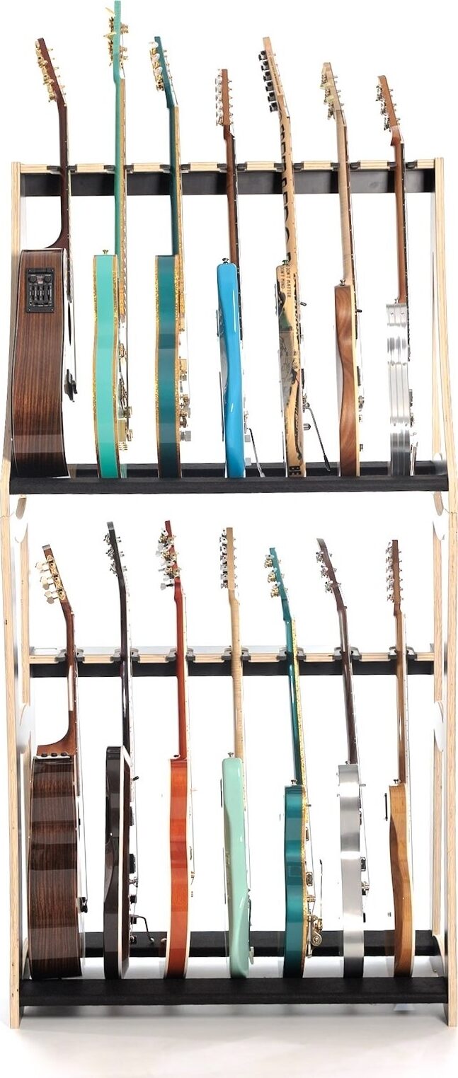 DRS Racks AB14 Black Guitar Rack (14-Space), Black, Action Position Back