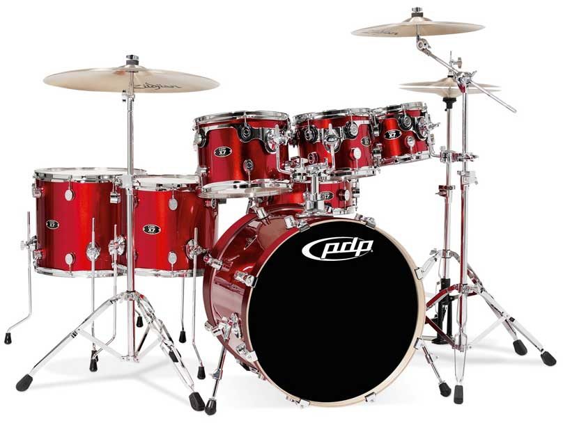 Pacific Drums X7 Maple Series 7-Piece Wrap Drum Shell Kit, Candy Apple Red