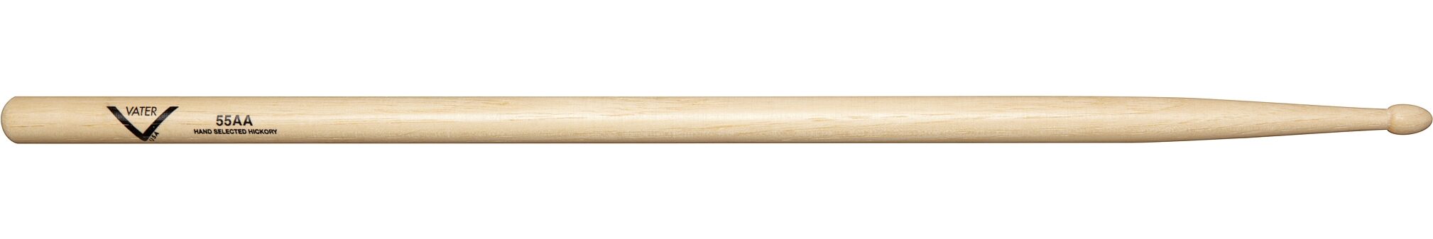 Vater Hickory Drumsticks, 55AA, Wood Tip, Pair, Action Position Back