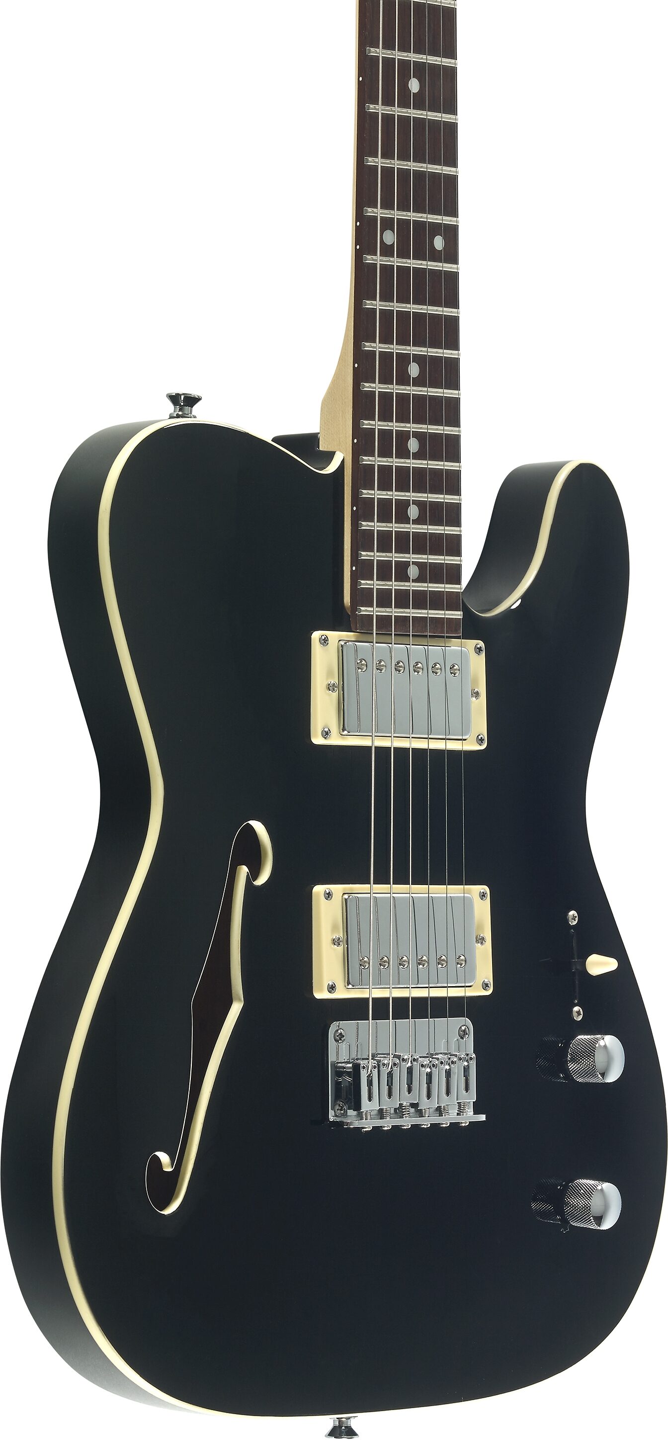Michael Kelly 58 Thinline Electric Guitar, Gloss Black, Action Position Back